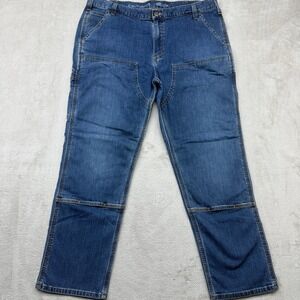 Carhartt Jeans Mens 40x30 Blue Double Knee Relaxed Fit Work Rugged Flex Heavy